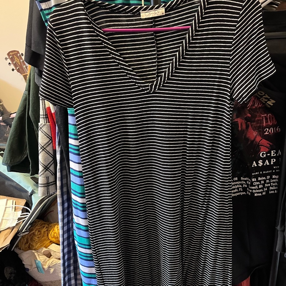 Olivia Rae Black and White Striped Dress